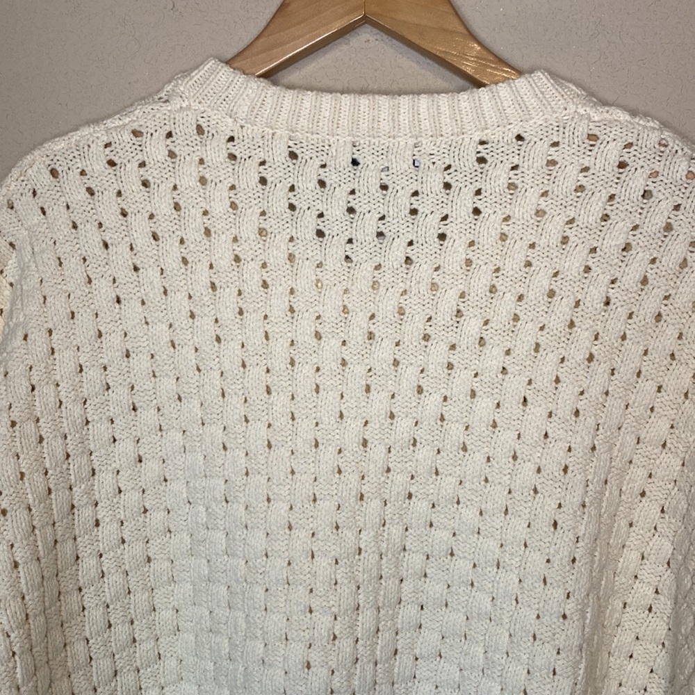 Madewell Basketweave-Stitch Cream Sweater M - Picture 10 of 10